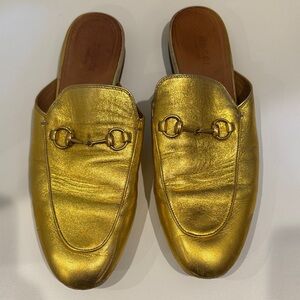 Gucci gold horsebit loafers. Size 41